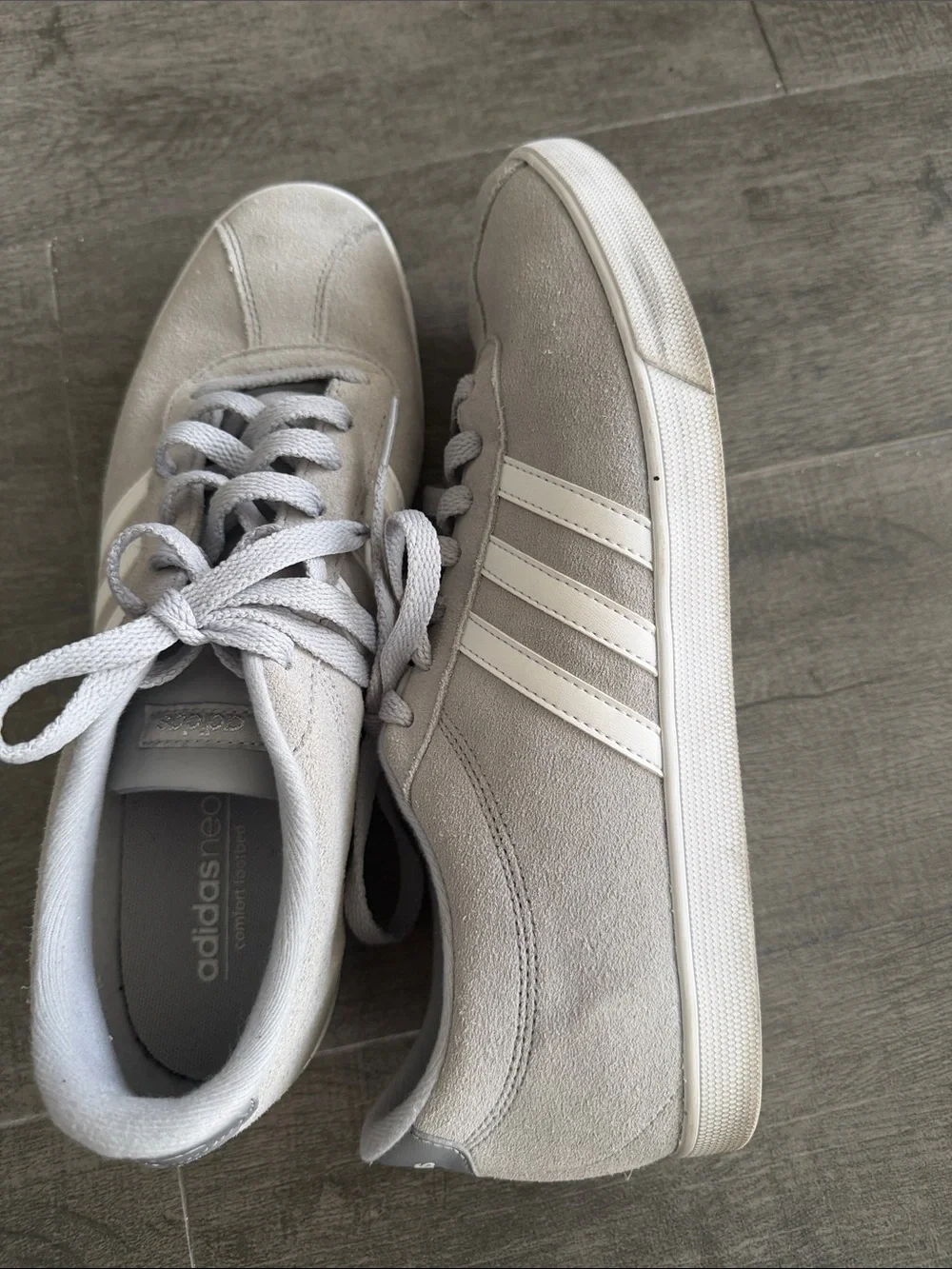 adidas Light Gray Suede Low-Top Sneakers